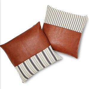 Faux leather and linen Pillowcase set 18x18